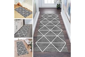 QQrunner Küchenteppich rutschfest Läufer Flur 100x300cm Teppichläufer Modern Grau Waschbar Meterware Schlafzimmer Korridor Teppich Lang, Länge Anpassbare, 60/70/ 80/90/ 100/110/ 120cm Breit