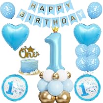 1. Geburtstag Deko Set Für Jungen – Blaue Ballons, Banner, Krone & Mehr (47 Teile)