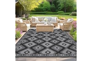 SHACOS Tapis Extérieur Terrasse 180x270cm Impermeable Resistant Pluie Tapis Jardin Exterieur en Plastique Réversible Pliable Portable Tapis de Sol Exterieur pour Terrasse, Jardin, Camping Car