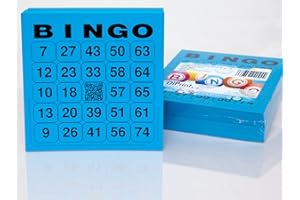 DiPrint 200 grandes cartes de bingo pour seniors 24 sur 75 avec joker au milieu (bleu)