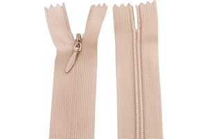 AERZETIX - C61733 - Set di 10 cerniere invisibili 50cm non separabili - cerniera lampo - colore latte di cacao - pelletteria jeans pantaloni vestito gonna abbigliamento cucito