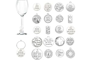 CNYMANY 50/40/30/20 pezzi Ciondoli per calici da vino, Segnabicchieri a tema vino Etichette con fibbia Design per cocktail di vino Champagne Degustazione Bomboniere per feste Forniture per decorazioni Regali
