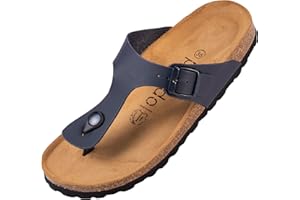 Palado tongs femme cuir Kos - mule femme été moderne avec semelle en liège naturel - chaussures pour femmes avec semelle en daim fin - sandale orthopedique avec séparateur d'orteils