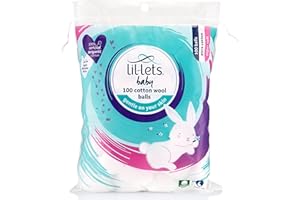 Lil-Lets Baby-Wattebällchen, 100 Stück, zertifiziert biologisch, 100% reine Baumwolle, superweich, große Puffs, sanft zur zarten Babyhaut, dermatologisch getestet, ideal für Neugeborene