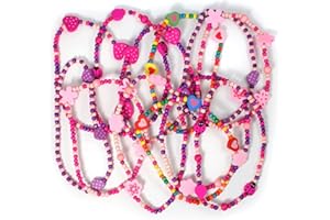 Stands Out, Supplying Outstanding Gifts 12 Wooden Beaded Necklaces for Girls - Party Bag Fillers for Kids Party - Christmas Birthday Party Favours