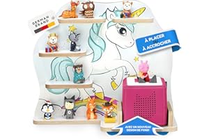 stadtecken étagère en Bois I Convient pour la Toniebox et Tonies I Rangement Parfait pour Tonie dans la Chambre des Enfants I À Monter ou à Suspendre (Licorne, avec Fond étroit)