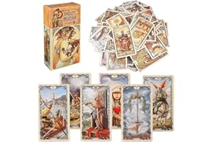 SWZY 78 Pièces Spirit Card Mucha,Cartes Oracle Jeux de Société Adulte Jeu de Carte,Cartes Divinatoire Version Anglaise pour Le Débutant Deck Vintage Jeux De Société, 11,5x6,3 cm