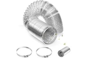 Orssmigs Juego de 4 Tubo Flexible Ø100mm x 3M Tubo Secadora de Aluminio de Doble Capa Tubo Campana Extractora con 2 Abrazaderas y 1 Cinta Adhesiva para Extractor de Aire Climatización Secadora