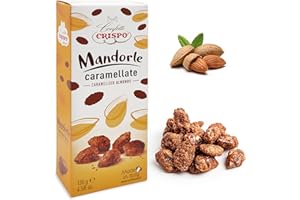 CAFFETTI Crispo Mandorle Caramellate, Frutta Secca Made in Italy, Pralinate, Croccanti, Zuccherate, Senza Glutine - 130 grammi