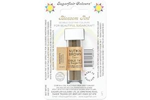 SUGARFLAIR COLOURS Sugarflair Blossom Tint Nutkin Brown Food Colouring and Dusting Powder, Matt Finish, Brush On or Mix with Rejuvenator Spirit to Create a One of A Kind Cake - 7ml