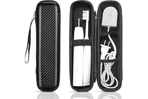 Euqvunn Reiseetui elektrische zahnbürste, kompatibel mit den meisten elektrischen Zahnbürsten, mit weicher Polsterung, Doppelreißverschluss und Aufhängeband für zu Hause und auf Reisen (PU)