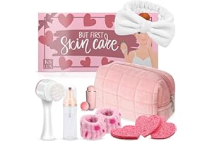 KS LUX Skincare kit, pack regalo mujer, skin care, kit limpieza facial, regalos originales para mujer joven, korean skincare, contiene cepillo facial, bote dosificador, diadema skincare, neceser y roll on