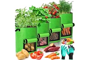 Purpledi 40L de Plantation de Pommes de Terre, Sacs à Plantes, Lot de 4 Sac de Culture en Non Tissé Pot de Fleur Sac de Jardin avec Poignée Sangles Aération Tissu Pots, 10 Gallons