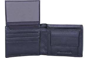 MAHARH Skórzany portfel męski z prawdziwej skóry, z ochroną RFID, portfel męski z miejscem na zdjęcie, kieszenią na dowód osobisty, przegródką na karty, kieszonką na monety, niebieski, Free Size,