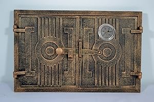 Euro Sezam - Doppeltürige Ofentür aus Gusseisen - Massive dicke Ofentür - Pizzaofentür mit 500c Thermometer - DZ059 - Doppeltür mit Türschloss - Türen für Pizzaöfen, Gartenküchen 42x3x27.20cm