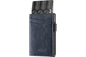 VULKIT Tarjetero de Crédito Cartera de Piel para Tarjetas Automático Estuche para Tarjetas de Visita Emergente para Tarjetas y Notas RFID Bloqueo Tarjetero Minimalista