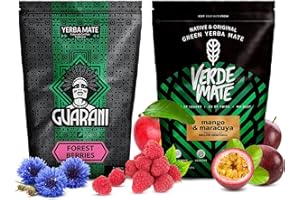 Yerba mate set Guarani et Verde Mate Green | Paquet de deux yerba mate | Fruits de la forêt, mangues et maracuyas | Yerba mate original | Caféine naturelle | 2x500g | 1kg