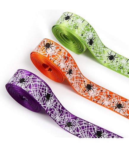 HOWAF Halloween Ripsbänder – 12 Rollen Dekoband Mit Gruselmotiven Für DIY & Party