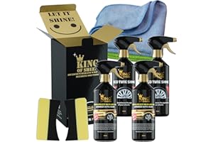 King of Sheen Advanced Ultra Nano Waterless Wash and Wax & Eco Tyre Shine Kit. 2 x 500ml Nano, 2 x 500ml Tyre Shine Plus Tyre Dressing Sponge and 2 Microfiber Cloths