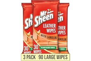 Mr Sheen Leather Wipes With Lanolin For Jacket & Sofas Pack Of 30 Wipes Pack of 3 (Total 90)