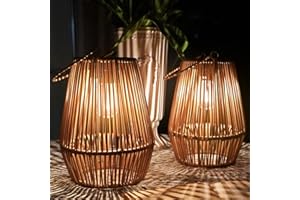 KagoLing Solar Laternen für Außen, 2 Stücke Solarlampen für Draußen im Böhmischen Stil mit LED-Glühbirne Hängend/Stehend Handgestrickte Solarlampen für Terrasse Garten Innenhof Balkon Deko weihnachten