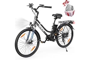 VARUN Vélo Électrique, Velo Electrique Adulte 26 Pouces, Moteur 250W, Batterie Amovible 48V, Autonomie De 80KM, Urban E-Bike avec Pédalage Assisté, 7 Vitesses pour Adulte Homme Femme