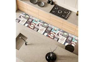 Comart - Tappeto Cucina Malaga - Passatoia 100% PVC - Antimacchia - Antiscivolo - Impermeabile - Tappetino Lavabile in Lavatrice - Corsia Moderna per Cucina e Corridoio - Vintage Coffee - 55x270 cm