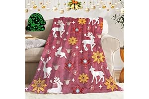 BNREDA Coperta morbida che si illumina al buio 150x200 cm, stampa natalizia Coperta che si illumina al buio, Babbo Natale, renna, albero di Natale Coperta da divano per bambine e bambini (J, 150x200cm)