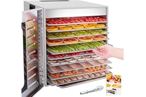 Kwasyo Déshydrateur Alimentaire, 10 Plateaux • Desydratateur avec Minuteur (24H) • Deshydrateur de Fruit et Legumes Températu
