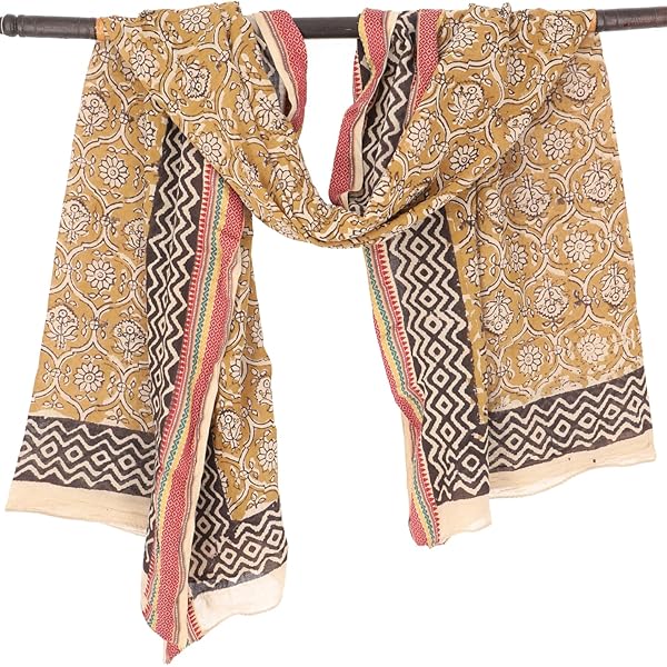 GURU SHOP Pareo Sarong 190x120cm - Handbedruckte Baumwolle Mit Webbordüre