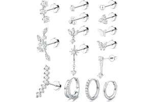 MILACOLATO 15 st helix piercing smycken allergivänliga kirurgiska stålörhängen platt baksida örhänge för kvinnor knoppring br