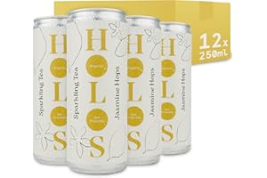 HOLOS Jasmine Hops Organic Sparkling Tea with Kombucha Culture - Sparkling Green Tea with Citra Hops - Gut Health Drink with Natural Ingredients and Added Fibre - Brewed in the UK - 12 x 250ml