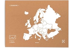 Miss Wood Woody Map L - Cartina dell’Europa in Sughero, Colore: Bianco