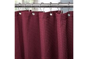 VANZAVANZU Tenda da Doccia per Bagno con Ganci in Metallo Tenda da Doccia in Tessuto Waffle Tenda da Bagno Resistente per Vasca da Bagno, Doccia, Resistente All'acqua - 182 x 214 cm (Borgogna)