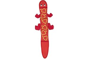 Kyjen 30011 Outward Hound Fire Biterz Robustes Material, echter Feuerwehrschlauch, Hundespielzeug, 3 Quietschelemente, Größe L, rot