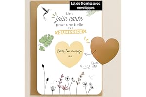 Melilo Carte à gratter annonce surprise – Idée originale pour révéler un message secret | Annonce grossesse, mariage, témoin, marraine/parrain, voyage, demande spéciale (Lot 5 cartes)