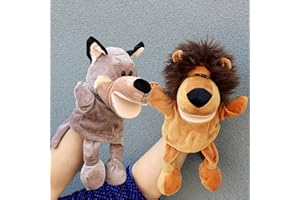 XSQD 2 Pezzi Leoni e Grandi Lupi Grigi Marionette Da Mano, Marionette Per Bambini Mobili Per Aprire La Bocca, Spettacolo Linguaggio Degli Animali, Adatto Per l'Interazione Dei Genitori e Dei Figli