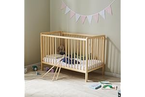 Kids Collective Lit Enfant lit bébé - 60 x 120 cm - Hauteur réglable et échelons Amovibles en Option - avec Matelas - Naturel très Stable - Fabriqué en Europe