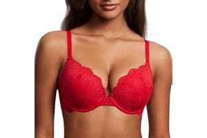 DOBREVA Biustonosz push-up z koronką dla kobiet, fiszbiny, głębokie, pełne pokrycie, seksowne, duże rozmiary, wsparcie