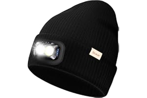 Blukar LED Cappello Illuminato con Luce, 2 in 1 Super Luminoso Cappello Berretto da Corsa, 5 Modalità,Ricaricabile, Caldo Invernale Torcia Lampada Luce Frontale Regalo per Uomo e Donna,Fascia Inclusa