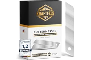 KRAFTFELS 60 x Professional Cutter Knife Blades 18 mm - Replacement Blades Cutter Knife Made of High-Quality Carbon Steel - Blades Cutter Knife - Ultra Sharp & Stable - Snap-off Blades for Cutter