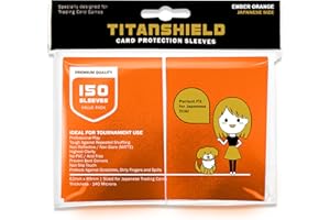 TitanShield (150 Sleeve/Ember Orange Small Japanese Sized Trading Card Sleeves Deck Protector for Yu-Gi-Oh, Cardfight!! Vanguard & More