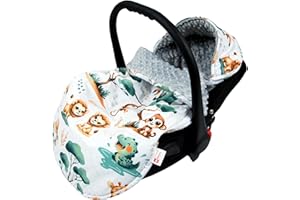 BabyLux Fußsack 90cm für Babyschale, Kinderwagen & Buggy, Minky, ideal für Frühling, Sommer Herbst &, warm & weich Kinderfußsack (148. Grau + Dschungel)