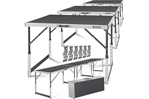 KESSER® Multifunktionellt bord Profi 3 delar, 100 x 60 cm, tapetbord 30 kg lastkapacitet per bord med utdragbar funktion, fällbord, loppmarbord, sidobord, multifunktionellt bord, campingbord
