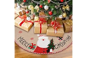 XUBX Faldas árbol de Navidad, Estera de árbol de Decoración Roja de Navidad de 42"con Cuadros Rojos para Decoraciones Navideñas, para Tejer Flores de Nieve, Alce, Rojo, Falda para árbol de