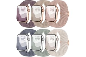Joehwerr 6 Pack Braided Strap Compatible with Apple Watch Straps 41mm 45mm 46mm 49mm 44mm 40mm 42mm 38mm for Men Women, Elastic Braided Strap Band for iWatch Ultra 2, Series 10 9 8 7 6 5 4 3 2 1 SE