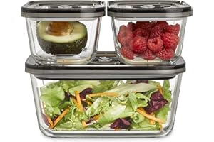 CASO VacuBoxx Eco Set - Set con 3 contenitori per alimenti e un adattatore per sottovuoto CASO | 1 x 1.500 ml, 2 x 500 ml | adatto a lavastoviglie, senza BPA, contenitore in vetro