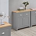 Timber Art Design UK Lisbon Sideboard Storage Cupboard with 2 Doors & 2 Drawers Compact Storage Organizer Unit For For Dining Room, Living Room, Modern Cupboard, Grey - H82 x W79 x D35 cm