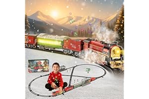 JONRRYIN Tren Electrico Juguete Niños, Trenes Arbol de Navidad Electrico con Mando, Clasico Locomotora Electrica Tren Vapor, Luces y Sonidos, Decoración de Navidad Regalos de Cumpleaños
