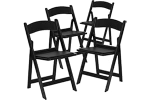 Flash Furniture Klappstuhl HERCULES – Stuhl zum Klappen für Gäste oder Veranstaltungen bis 500 kg belastbar – Pflegeleichter Küchenstuhl mit abnehmbarem Sitzpolster – 4er-Set – Schwarz